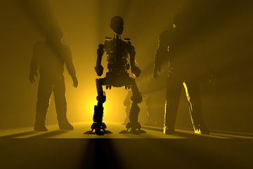 Scary robots in sillhouette