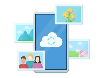 Illustration of cloud-based photos on a smartphone