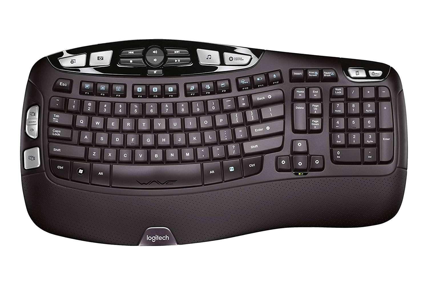 Logitech K350 Wave Ergonomic Keyboard with Unifying Wireless Technology - Black