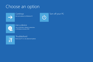 Advanced Startup Options menu in Windows 10