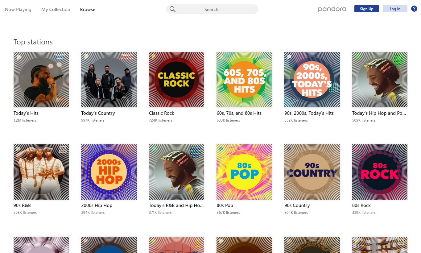 Top music stations at Pandora